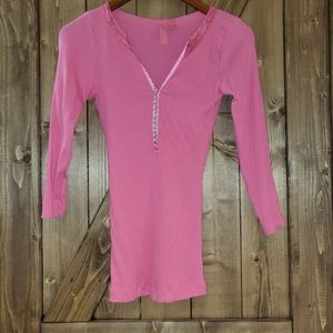 Charlotte Tarantola Long Sleeve Knit Pink V-Neck Sz S